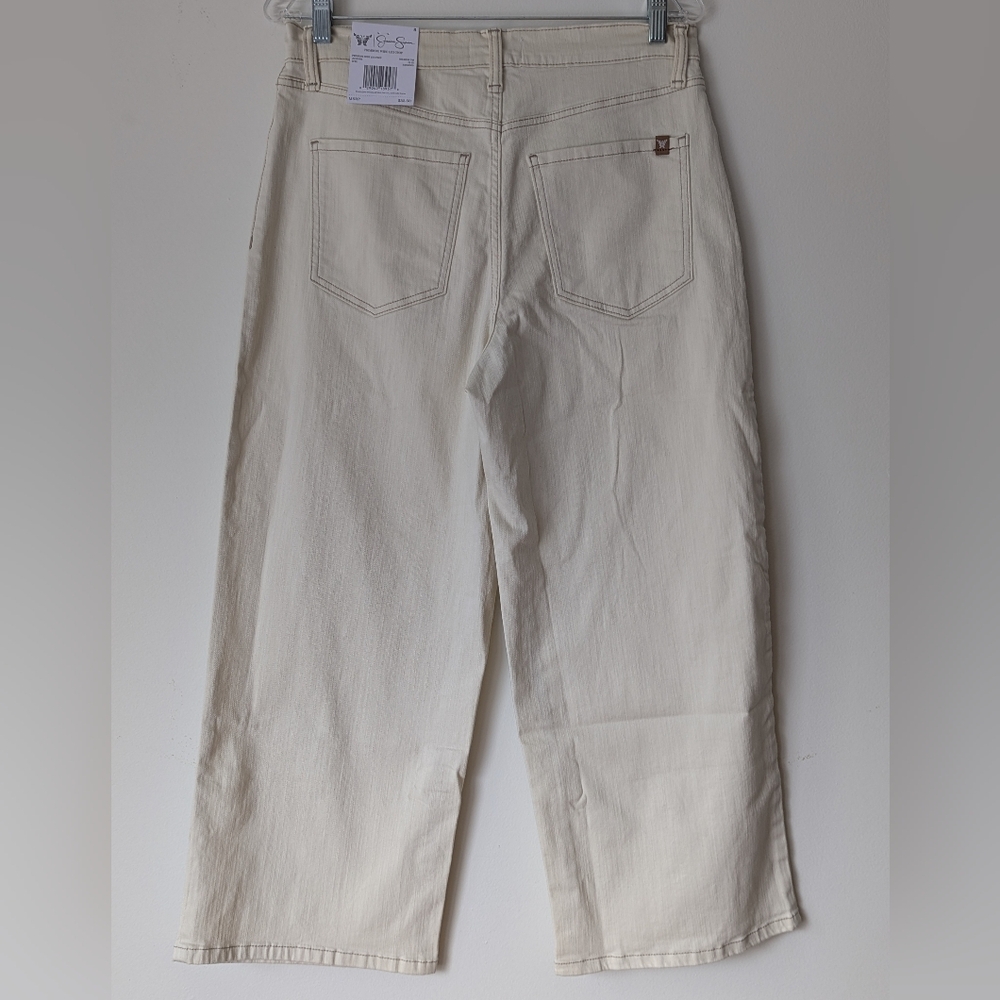 NWT Jessica Simpson Primrose Wide Leg Crop Cream Denim Jeans Size 8 - Picture 6 of 10